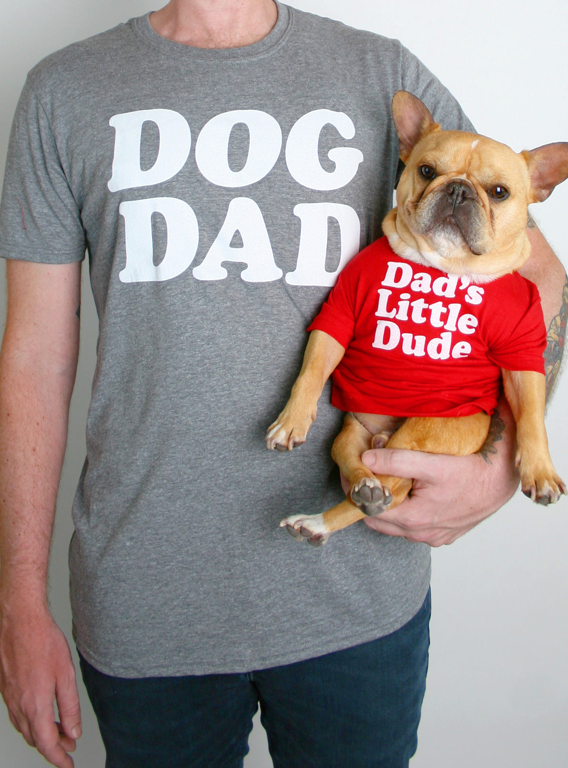 Dog Dad&#39;s Little Dude Matching T-Shirt Set