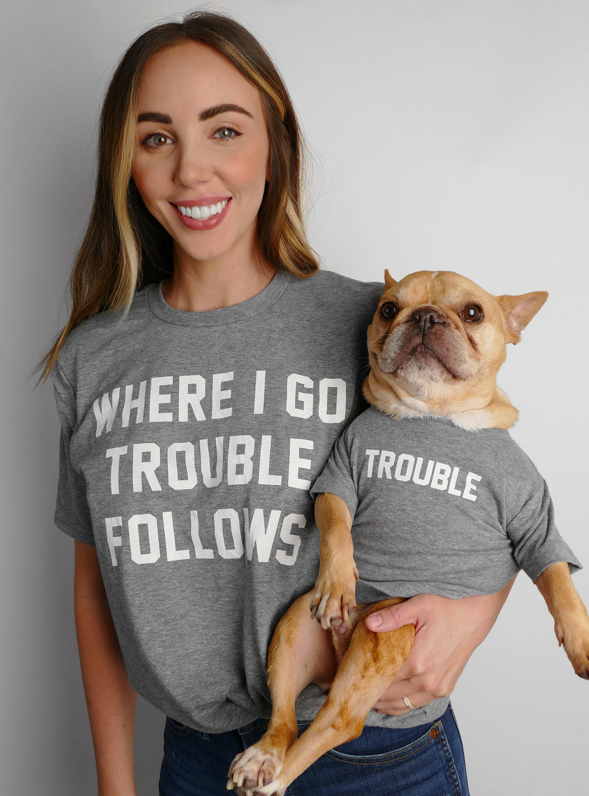 Trouble Follows Matching T-Shirt Set
