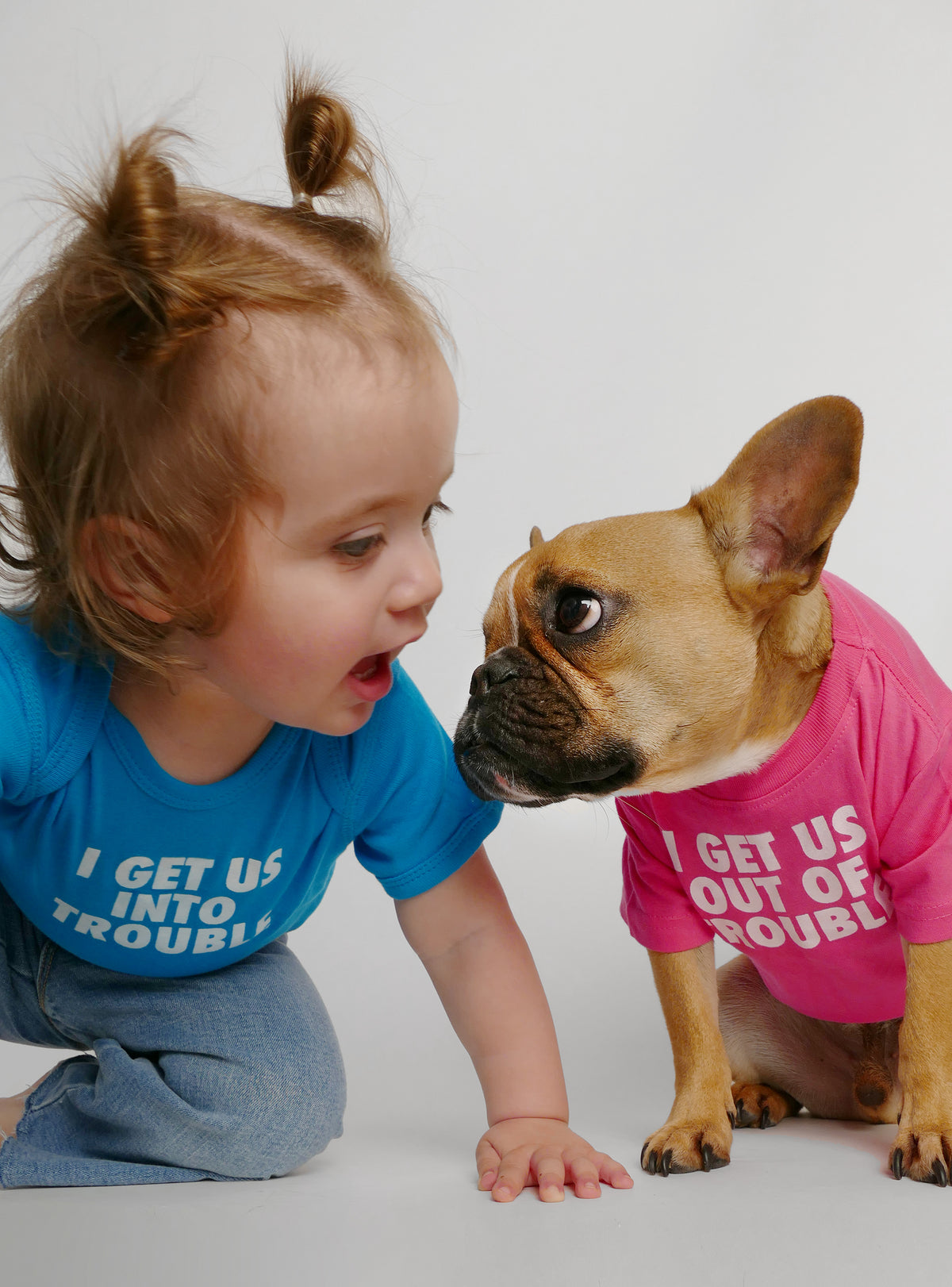 I Get Us Into + Out of Trouble (2-Pack) Baby + Dog Set