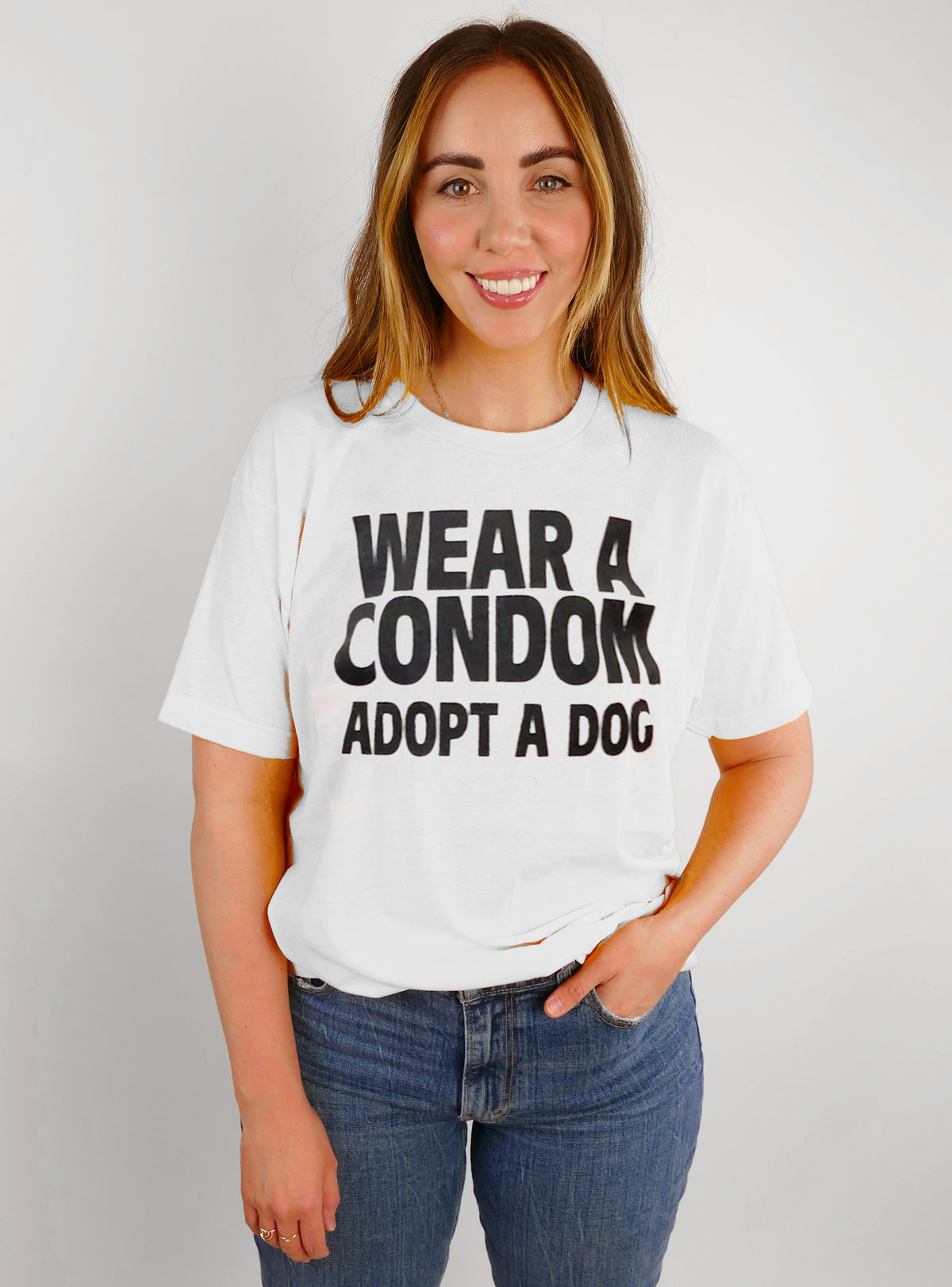 Wear A Condom Adopt A Dog Tee